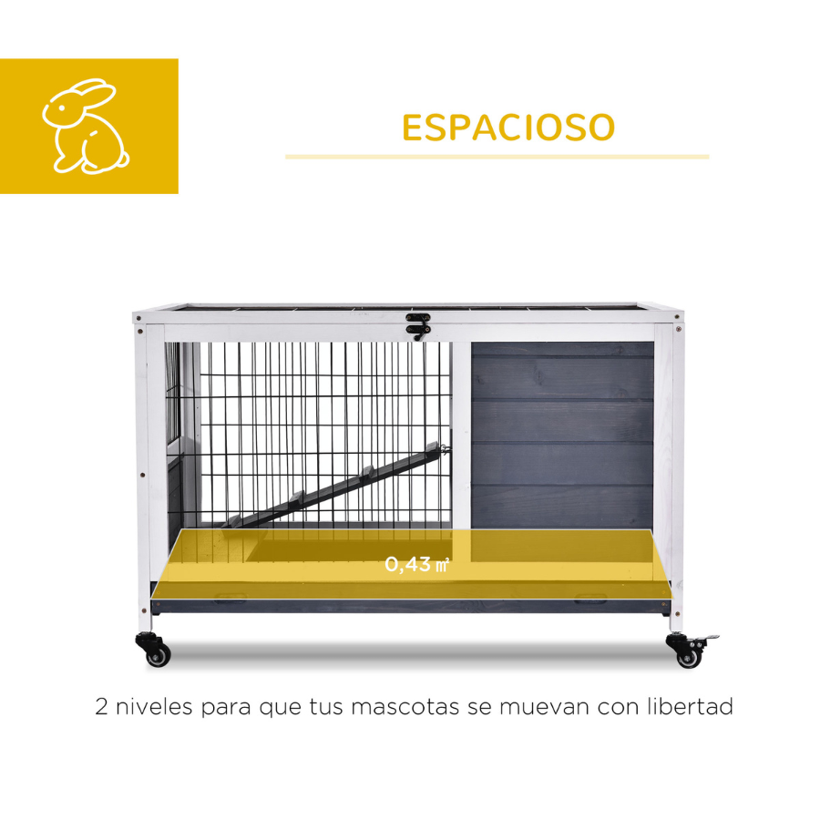 Gaiola portátil Pawhut para animais de estimação com teto articulado
