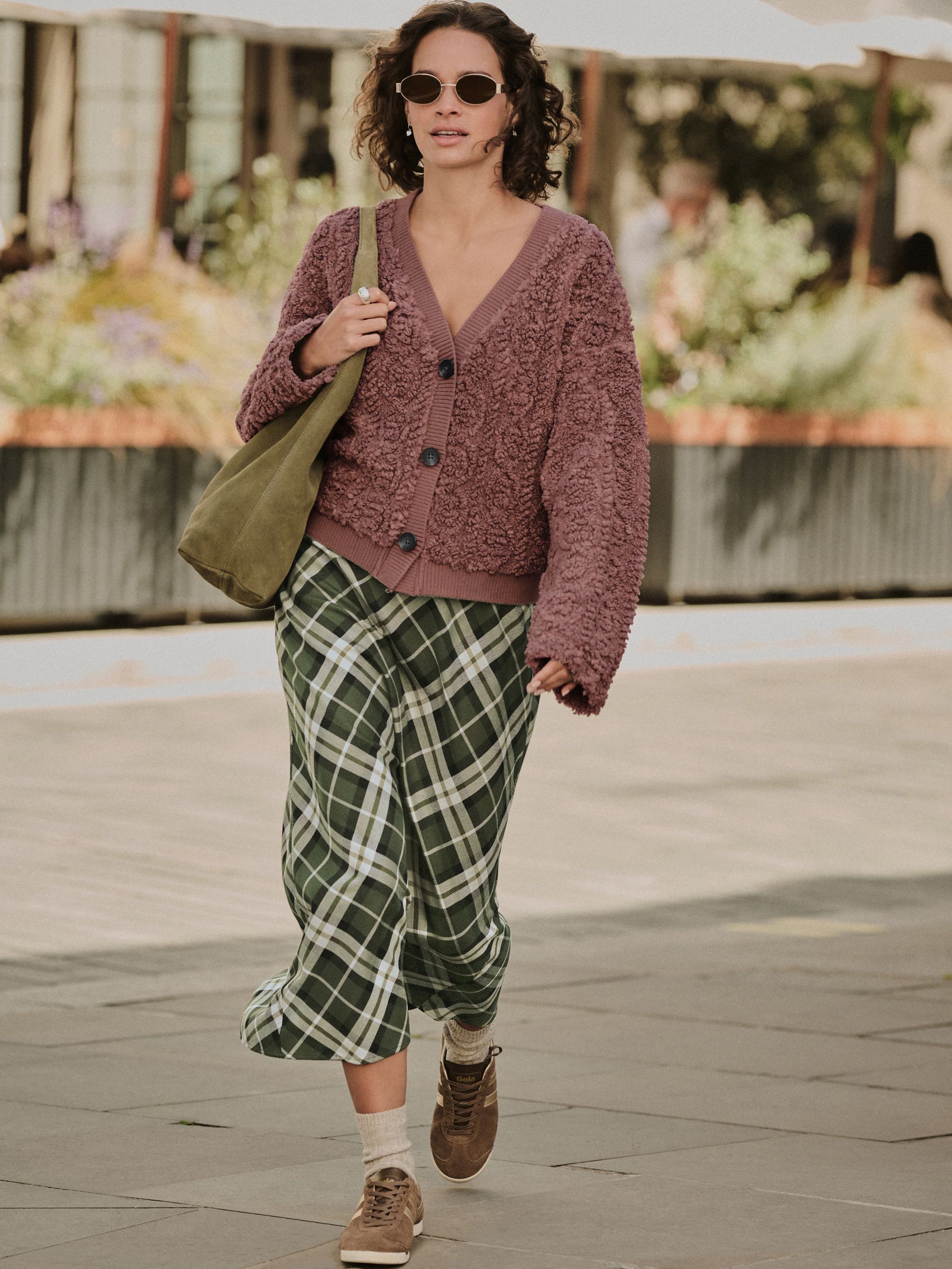 Roze - Fluffy Borg Cable Button Through Cardigan Fleece