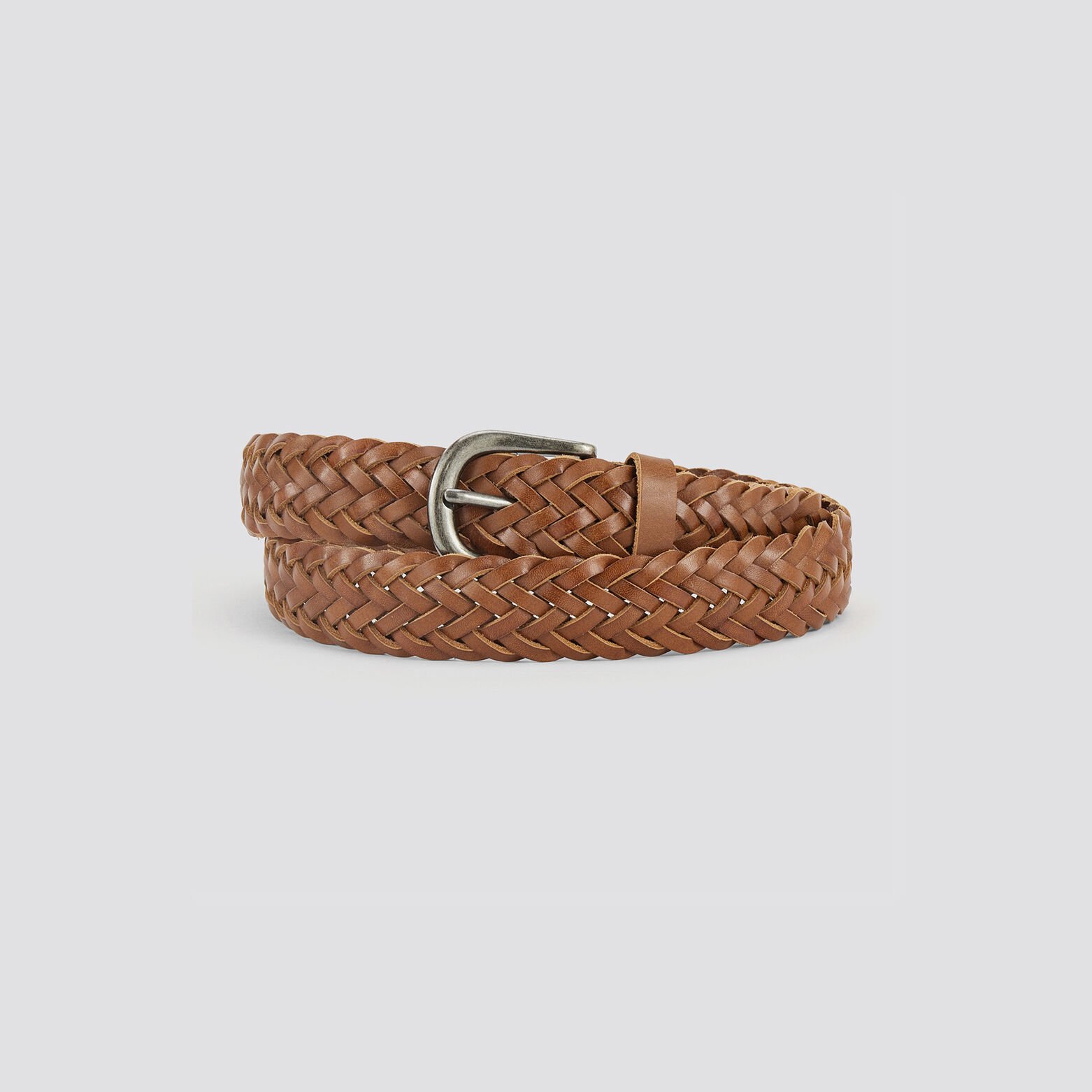 Ceinture tressée en cuir Marron