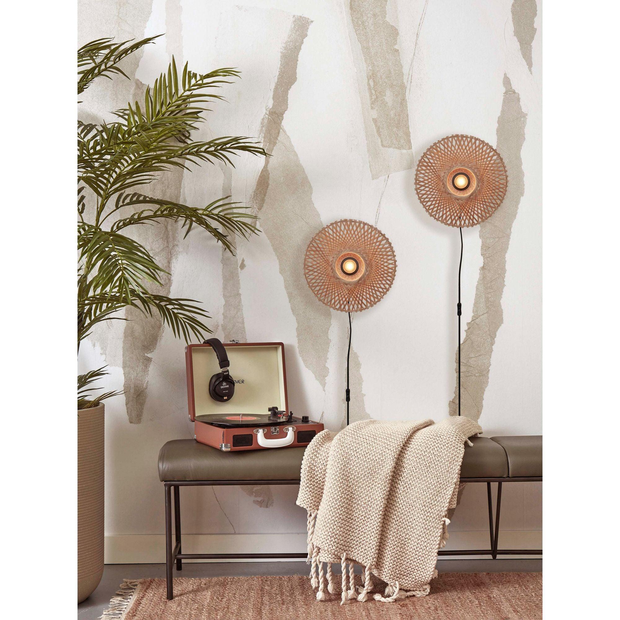 GOOD&MOJO Kalimantan Wandlamp Rond - Ã30cm - Bamboe