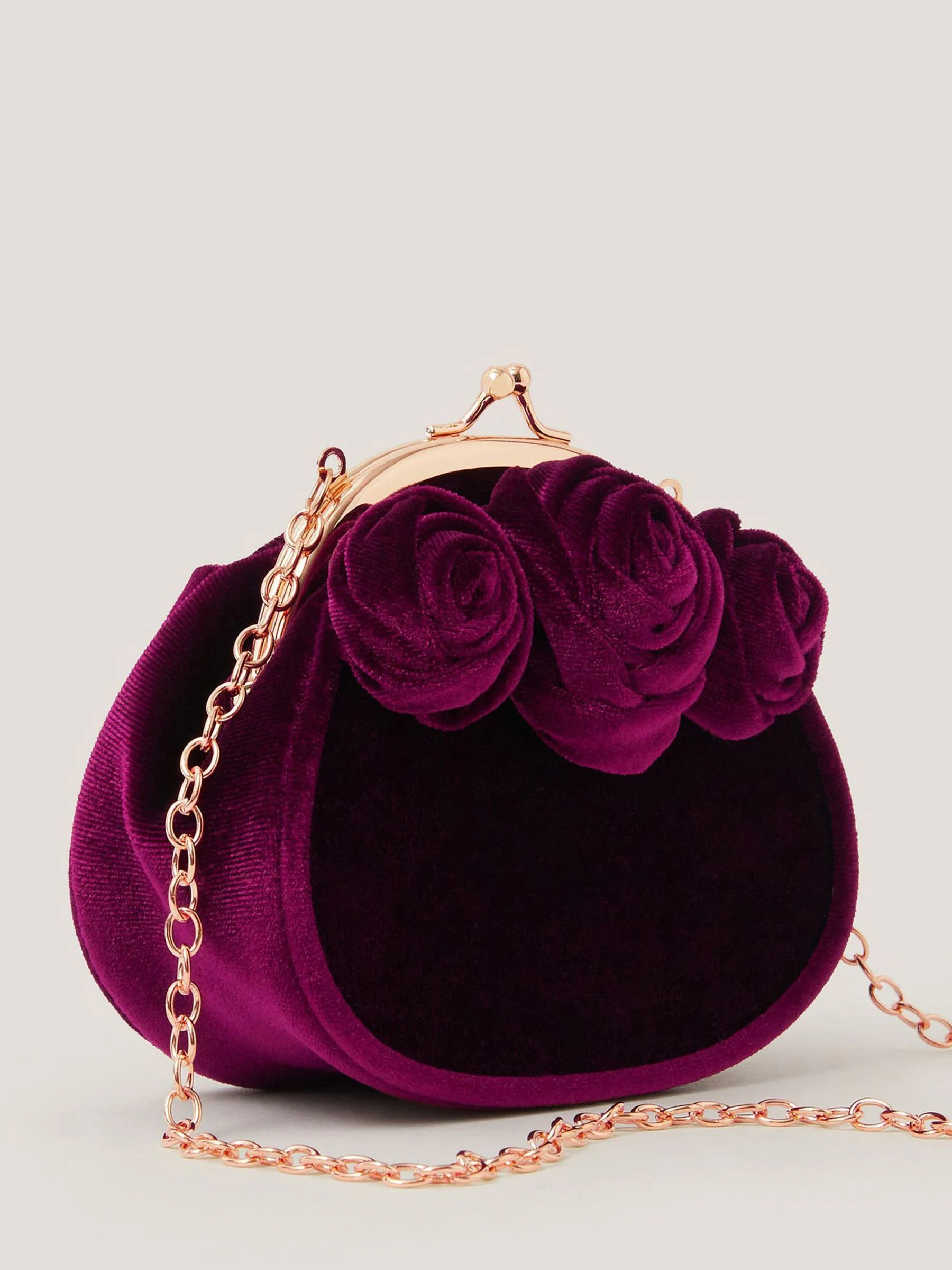 Monsoon Rose Velvet Clip Frame Bag