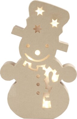 Papfigur Med Indbygget Lys - Snemand - H 27 CM - D 4 CM - B 17,5 CM - 1 Stk