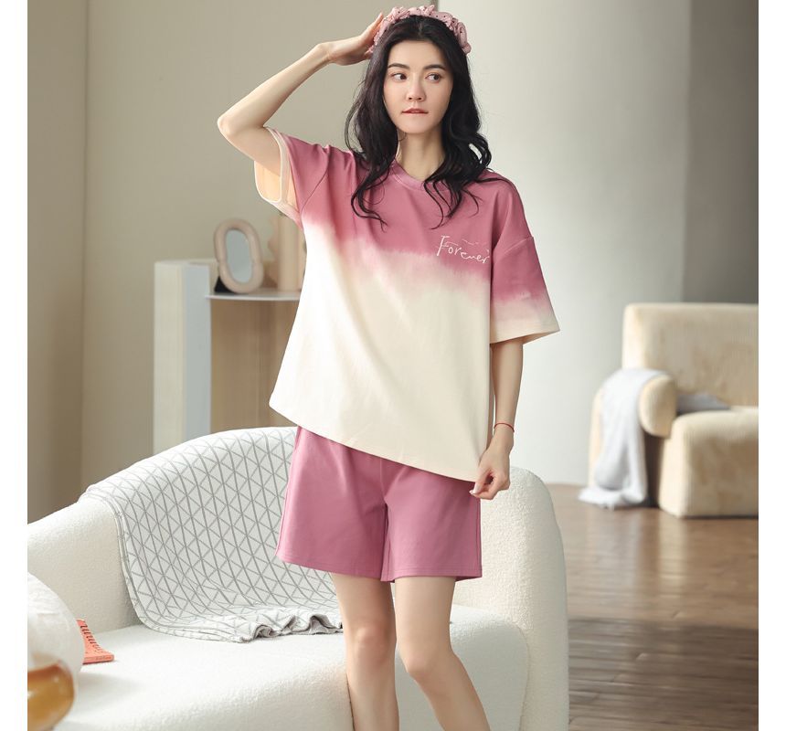 Featherbright - Pyjamaset met korte mouwen en ronde hals en print