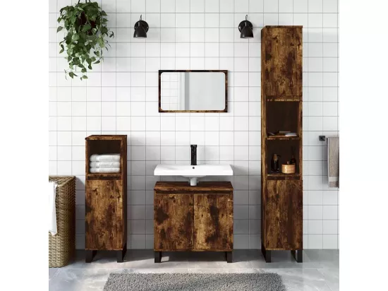 Armoire de bain chêne fumé 58x33x60 cm bois d'ingénierie