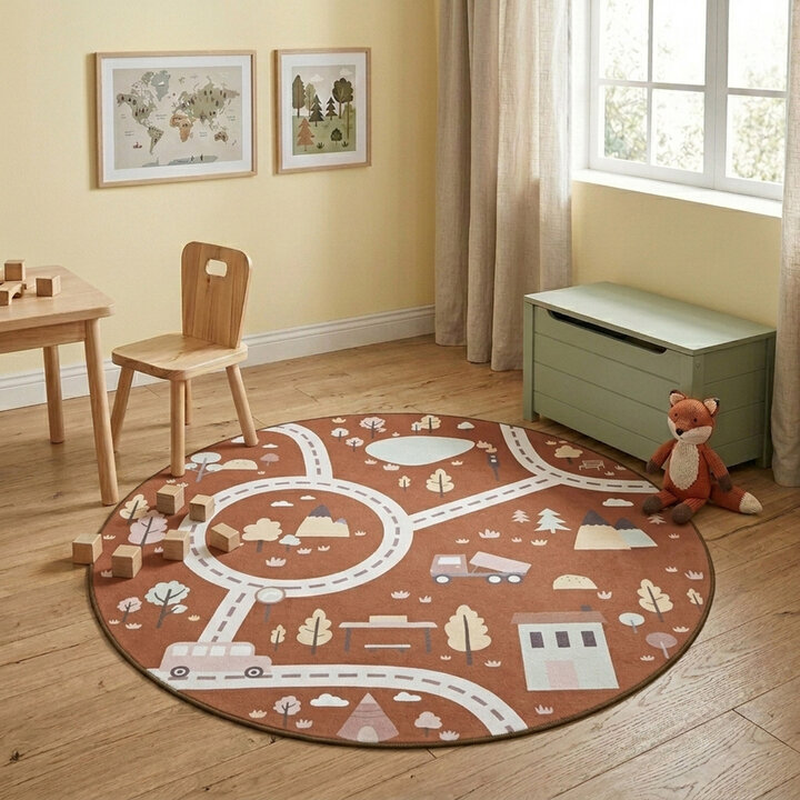 Rond speelkleed auto - Rocky Ride Terra | Wasbaar