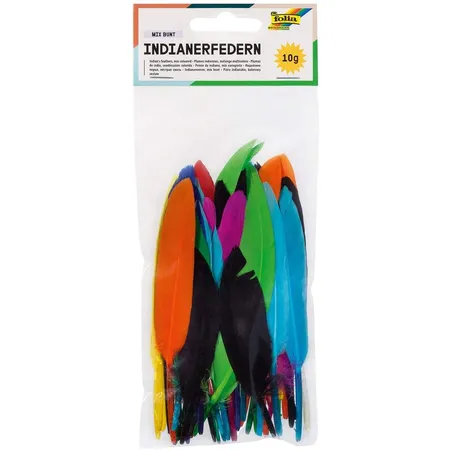 Folia Indianerfedern, Mix bunt, Federn in 10 Farben sortiert, Länge je ca. 10 - 20 cm