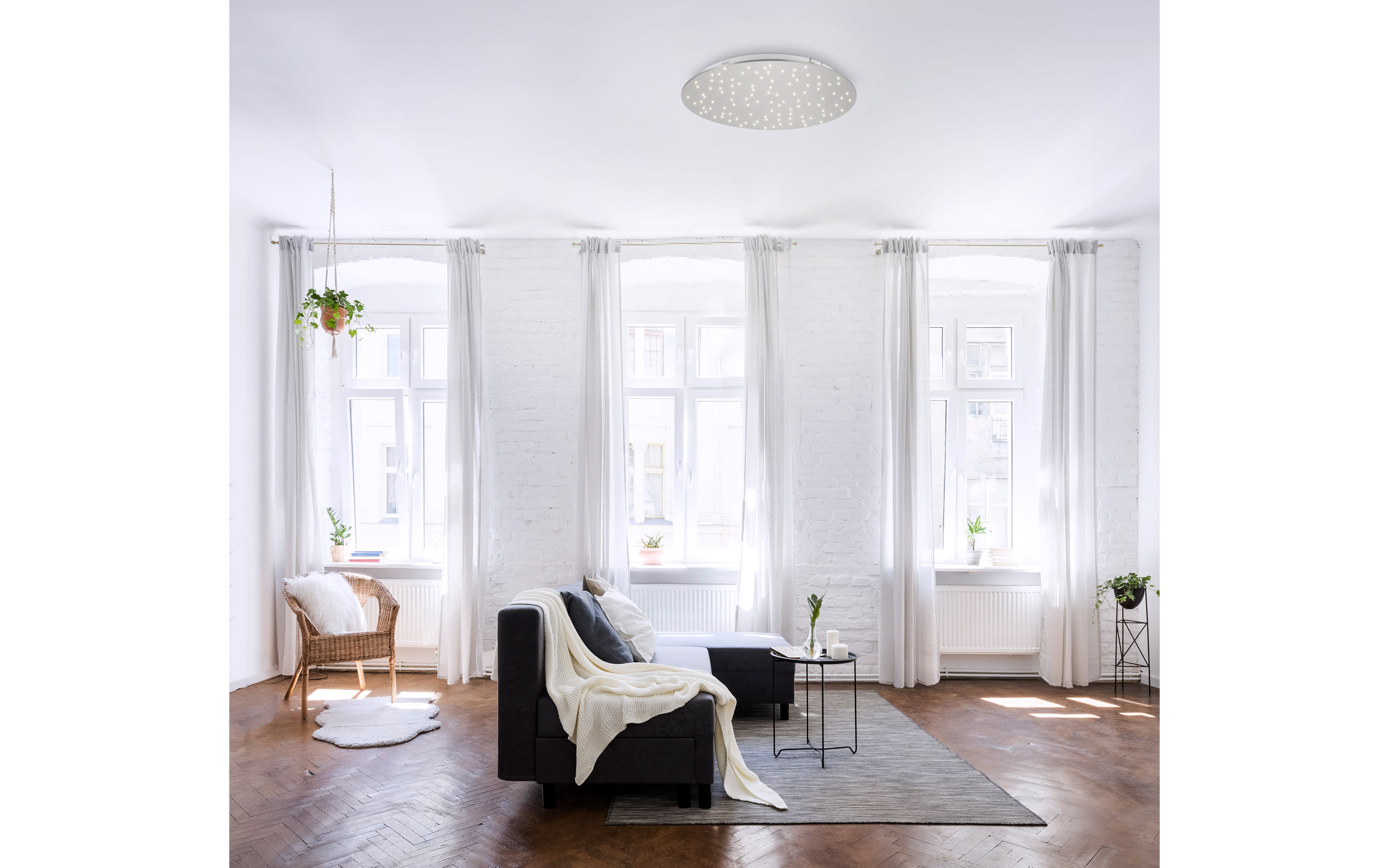 LED-Deckenleuchte Sparkle, stahlfarbig, 48 cm