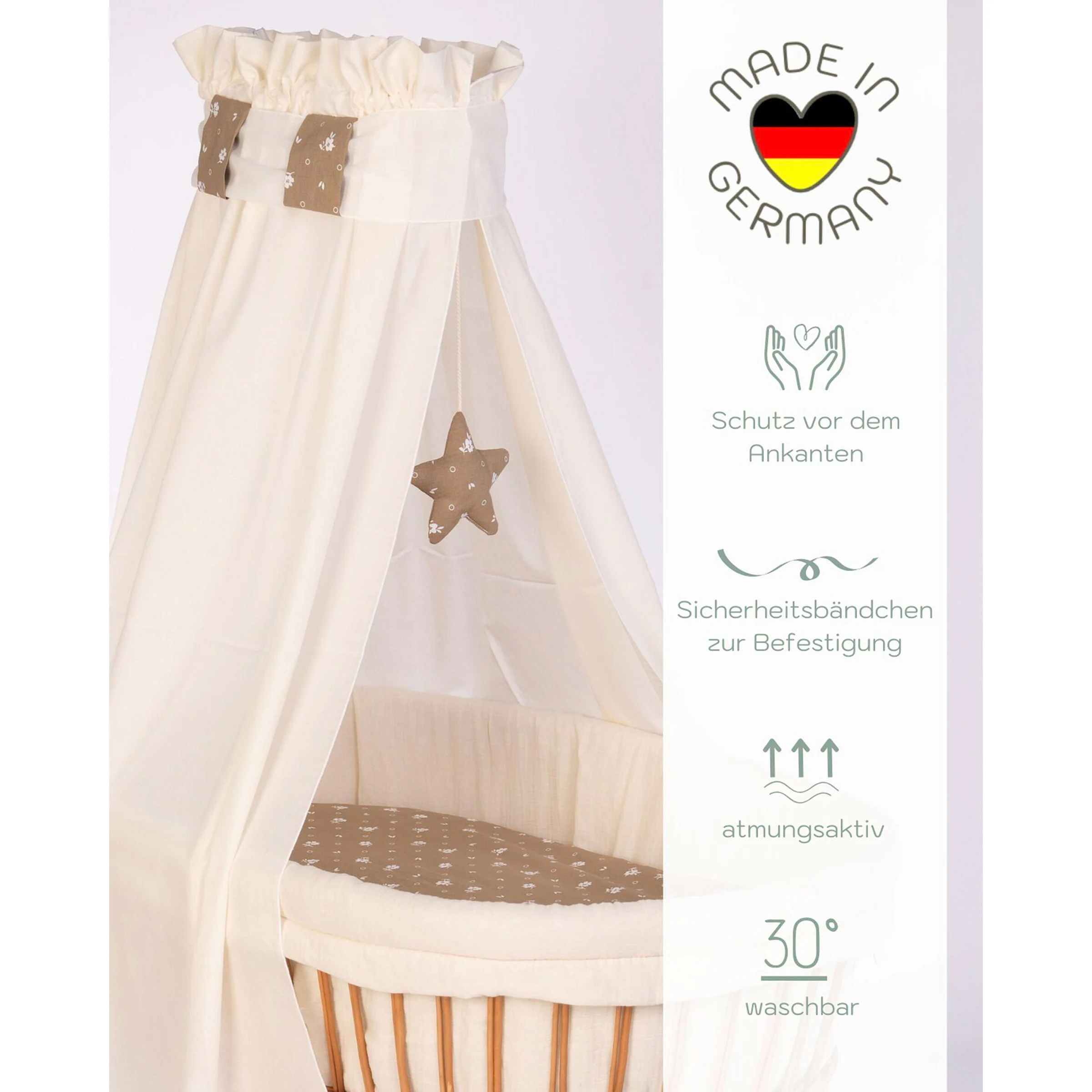 Mionido Textiles Set für Stubenwagen braun