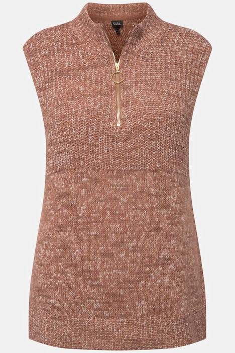 Pullunder, Strukturmix, Stehkragen, Zipper, ärmellos