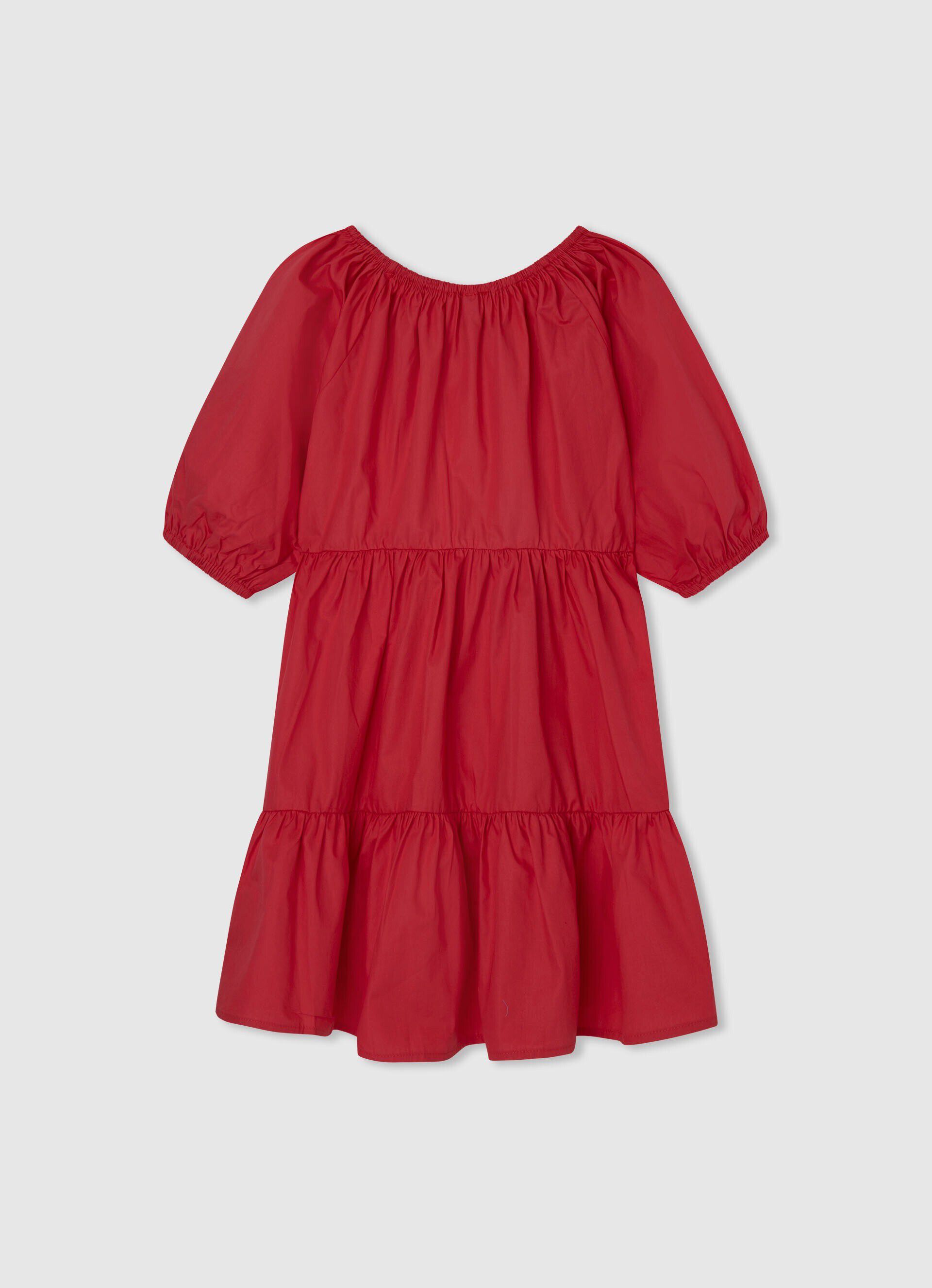 VESTIDO DE POPELINE DE ALGODÃO - vermelho estúdio