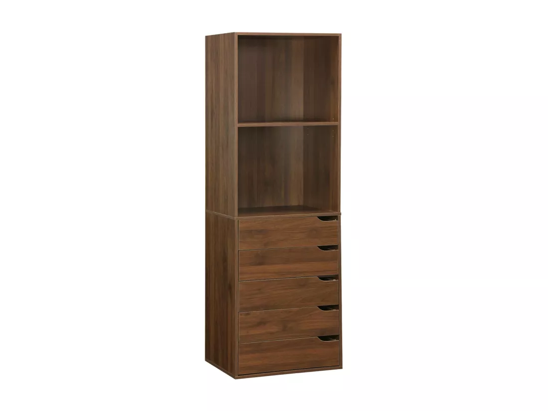 Module dressing avec 5 tiroirs et 2 étagères. noyer. panneaux stratifiés