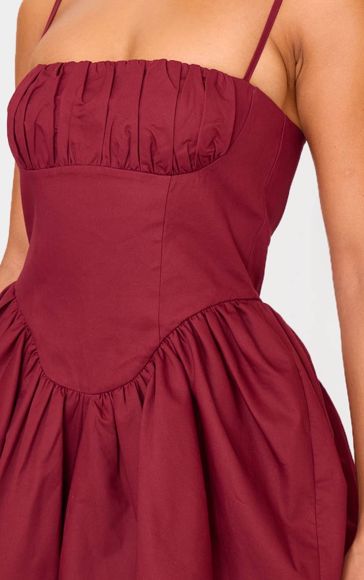 Rouge Bordeaux Combi-short Tissé À Bretelles Avec Taille Échancrée