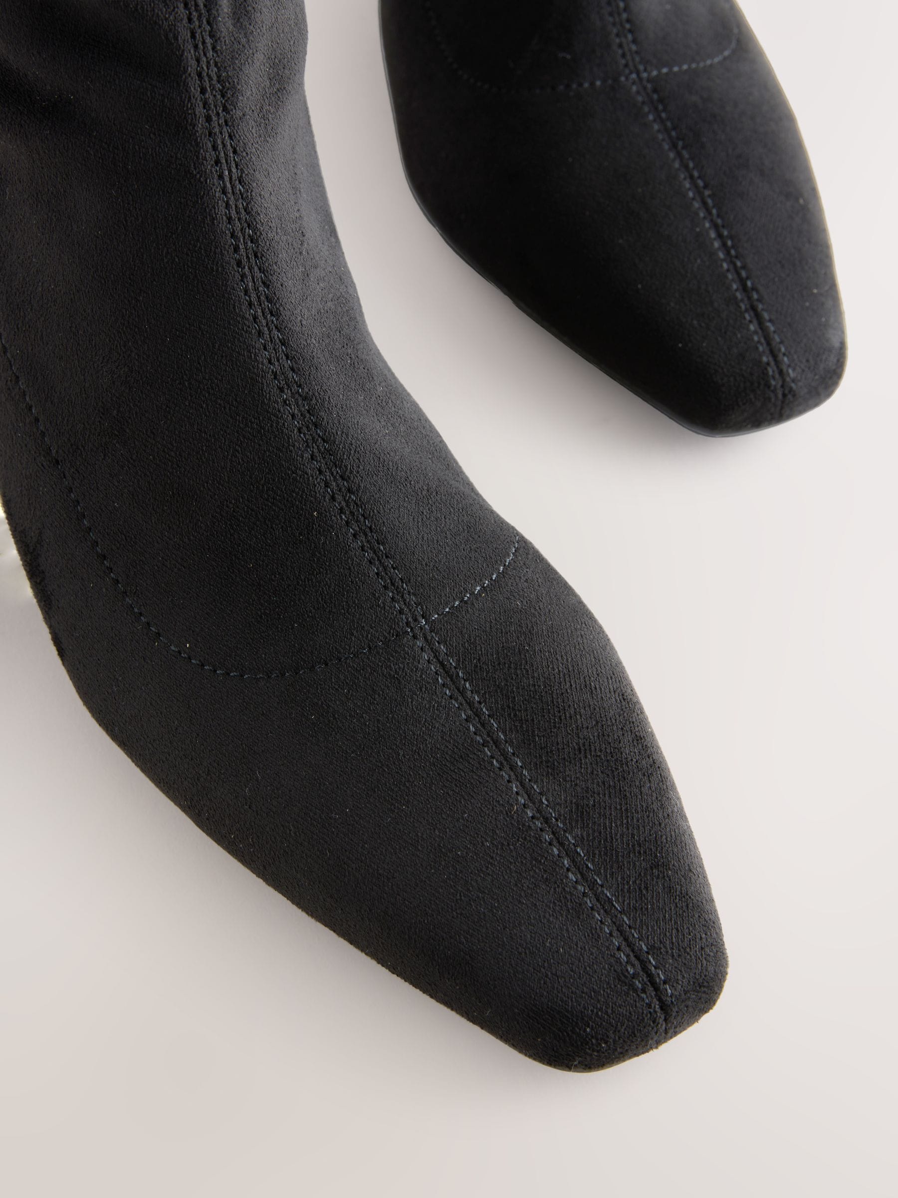 Zwart - Chisel Toe Block Heel Sock Boots
