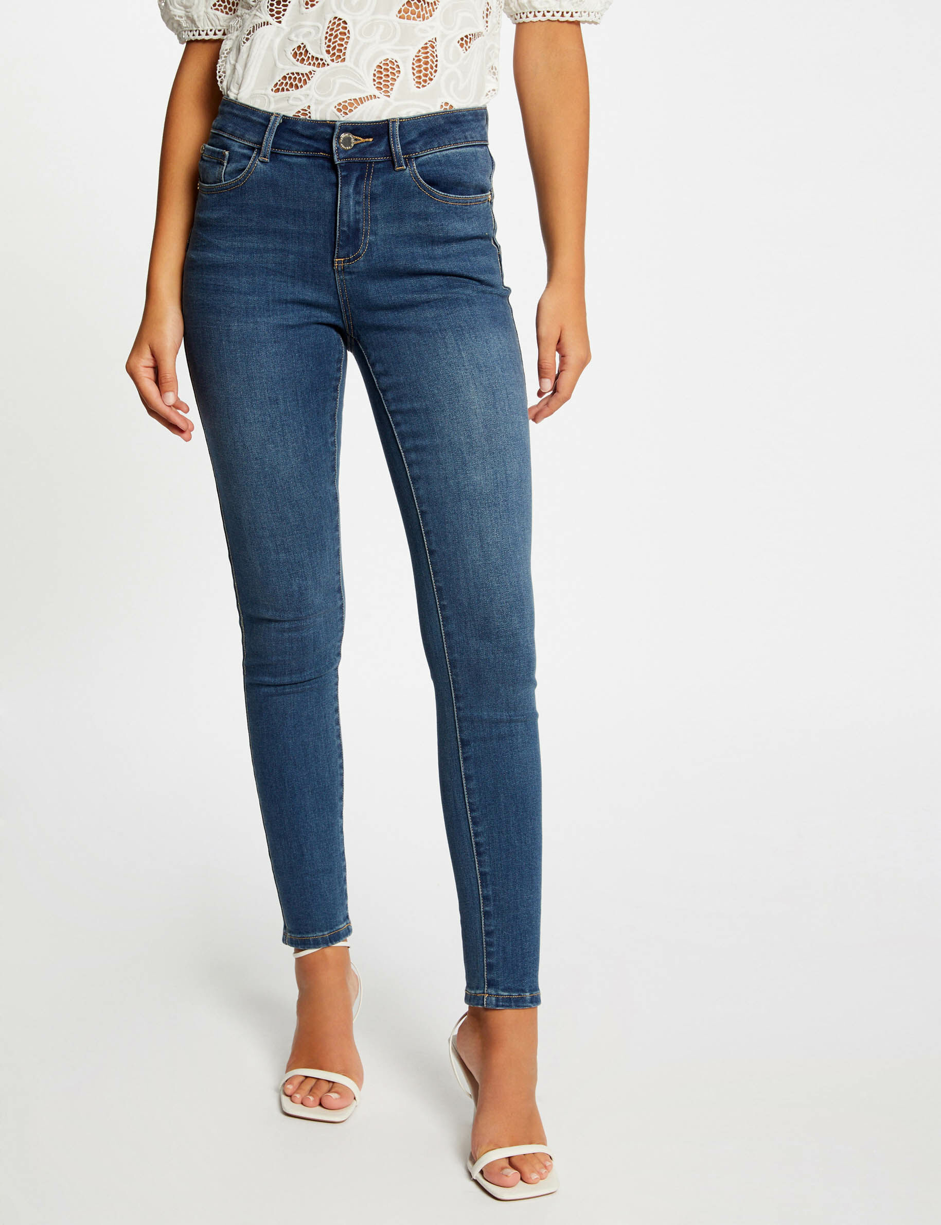 Jeans slim avec liserés métallisés jean stone femme - jean_stone