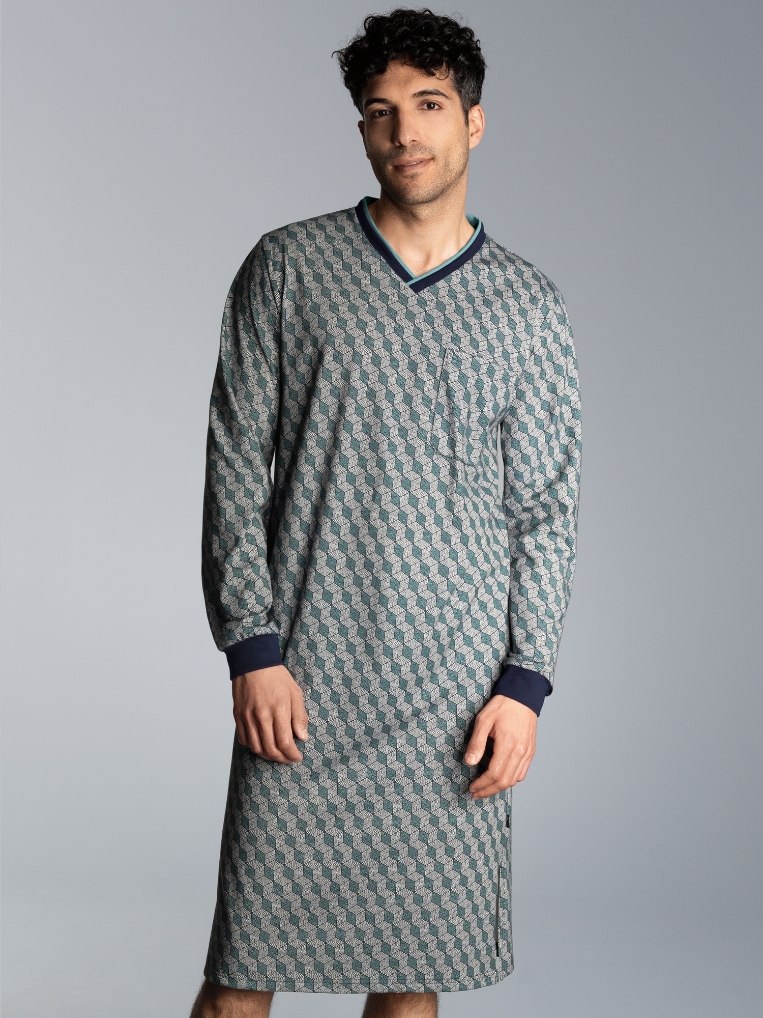 Nachthemd mit Allover-Print Navy