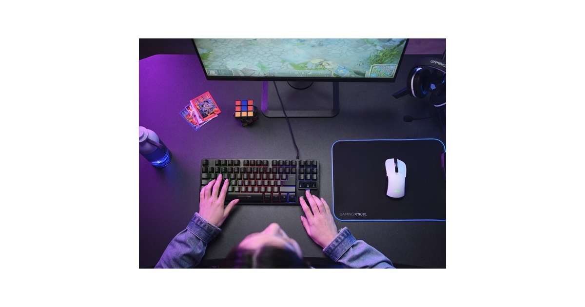 TrustGXT 923W Ybar Wireless gaming muis  (Wit, RGB, 7200 dpi)