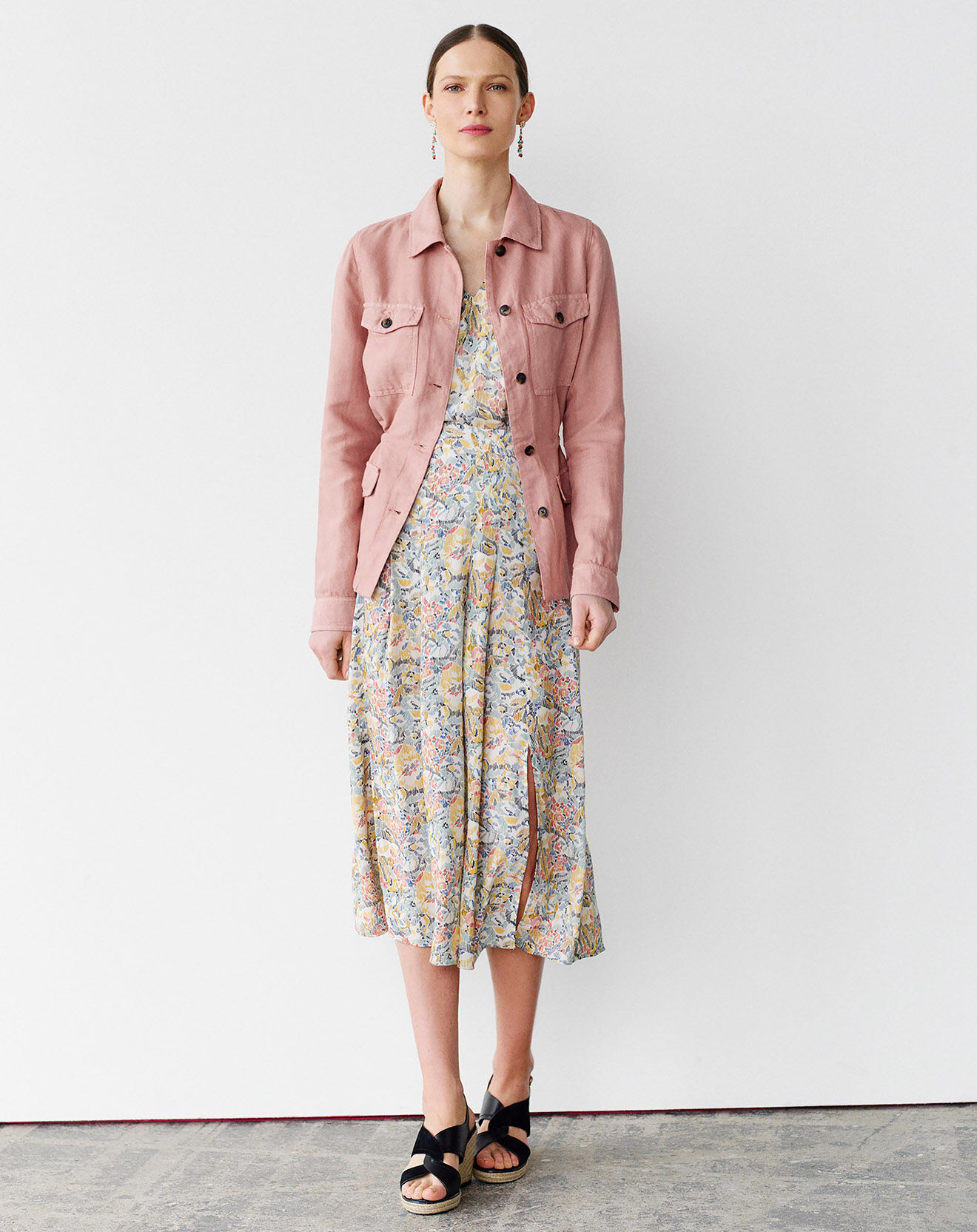 Caroll Veste saharienne en Lin & Coton Grace pêche