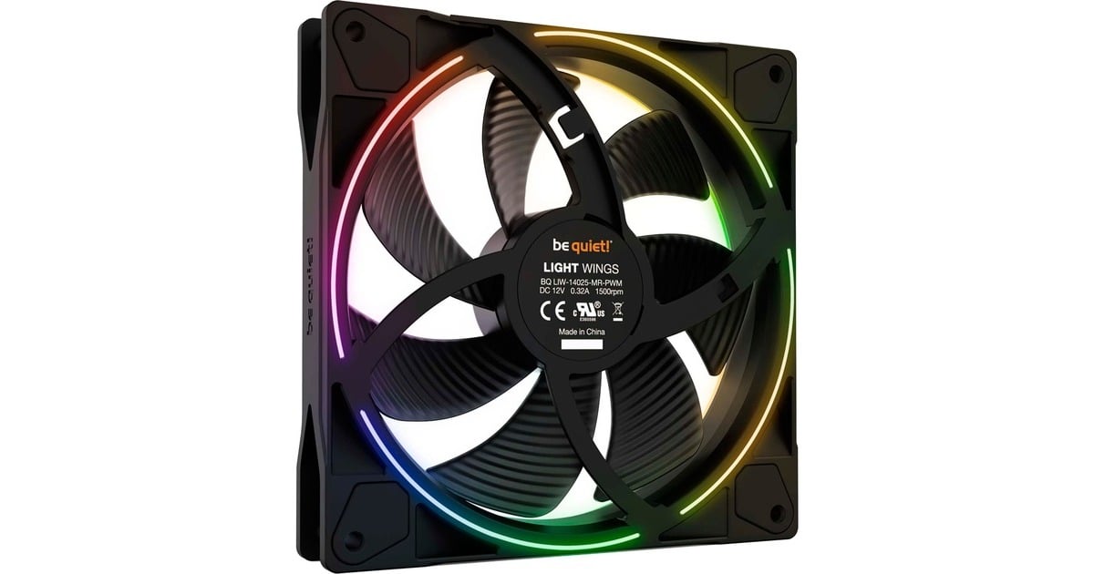be quiet!Light Wings PWM RGB case fan  (Zwart, 140 x 140 x 25 mm)