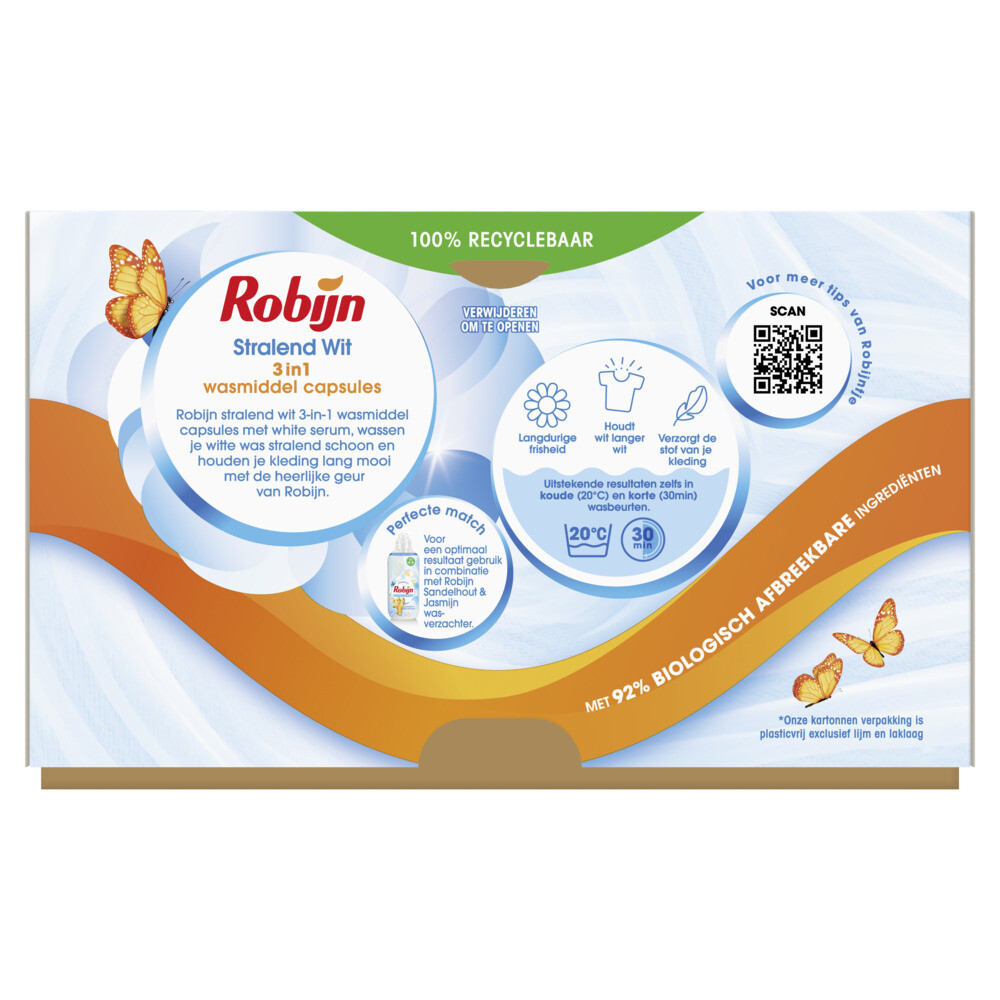 Robijn Wascapsules 3-in-1 Stralend Wit15 stuks