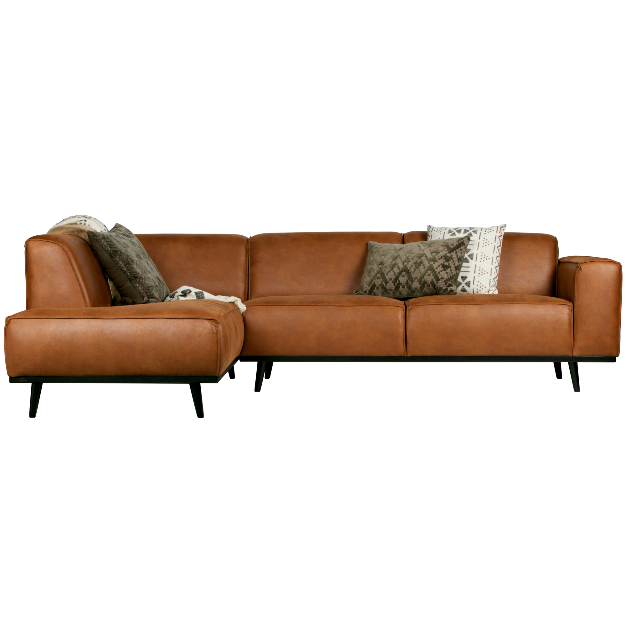 Statement Hoekbank Links - Lederlook - Cognac
