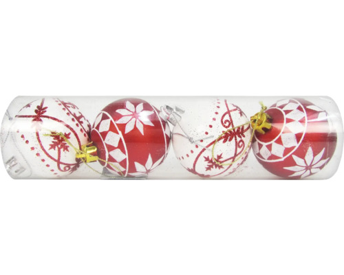 Kerstballen, kunststof, Ø 6 cm, 4 stuks