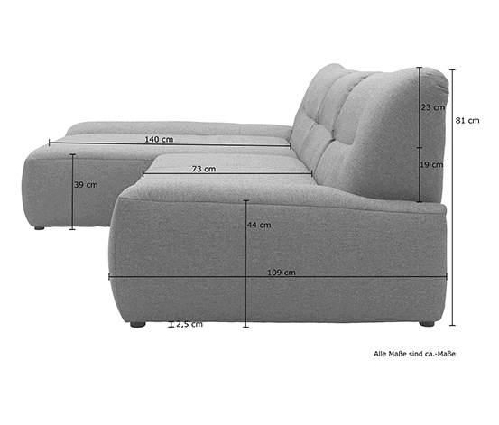 DOMO collection Ecksofa »Cesena«, links, anthrazit