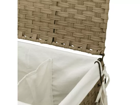 Panier à linge avec roulettes 60x35x60,5 résine tressée
