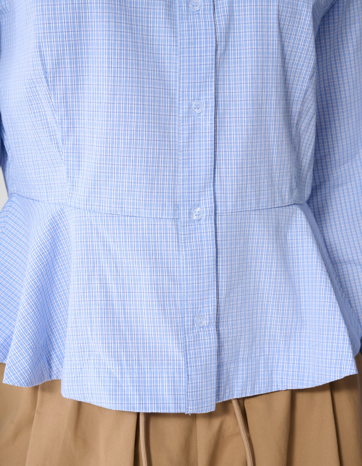 Poplin Peplum Blouse Blauw