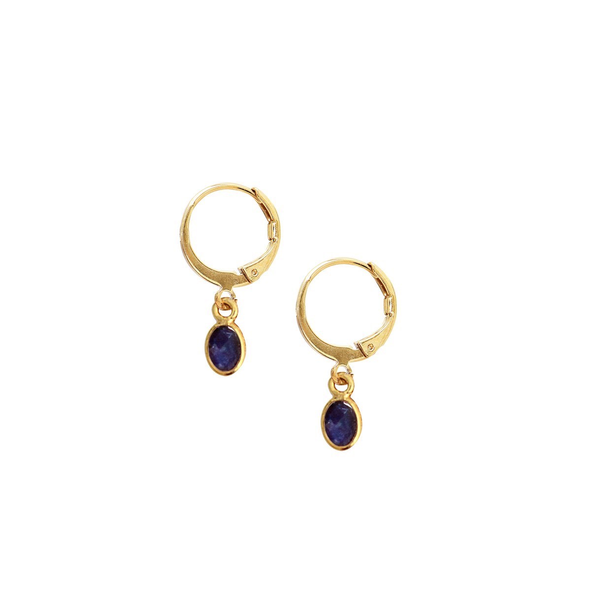 Boucles pierre quartz saphir dorées à l'or fin 24k GAÏA