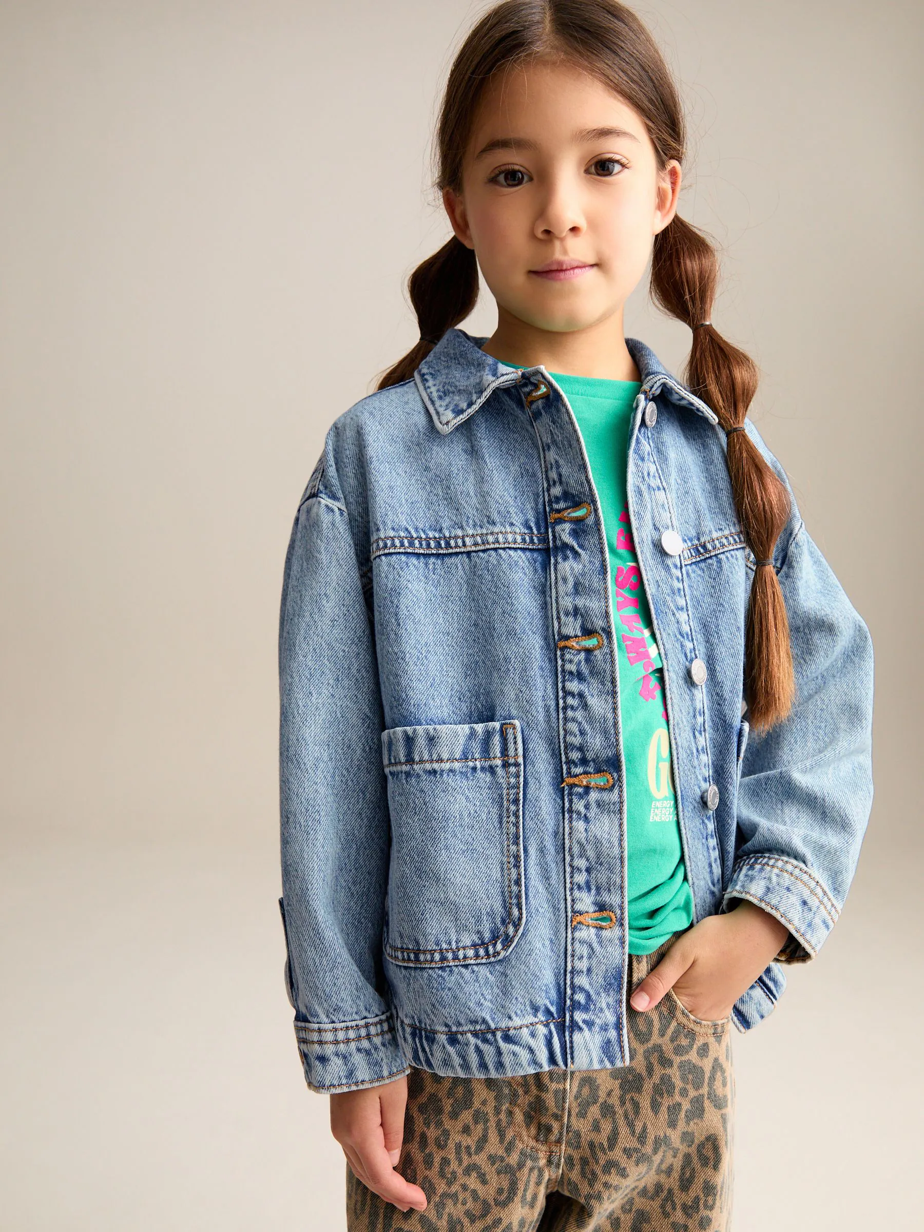 Normaal blauw - Denim shacket (3-16 jr)