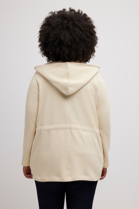 Sweatjacke, offene Form, Tunnelzug, Biobaumwolle