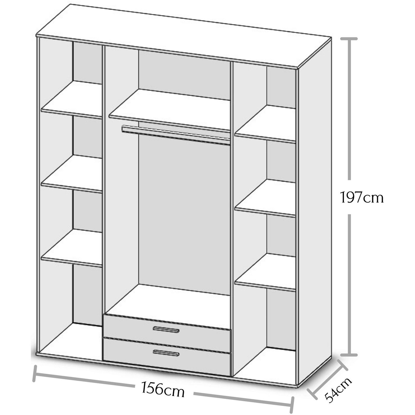 Drehtürenschrank Chicago Melamin Dekor Artisan/Anthrazit 160 x 97 x 54 cm, mit Spiegel