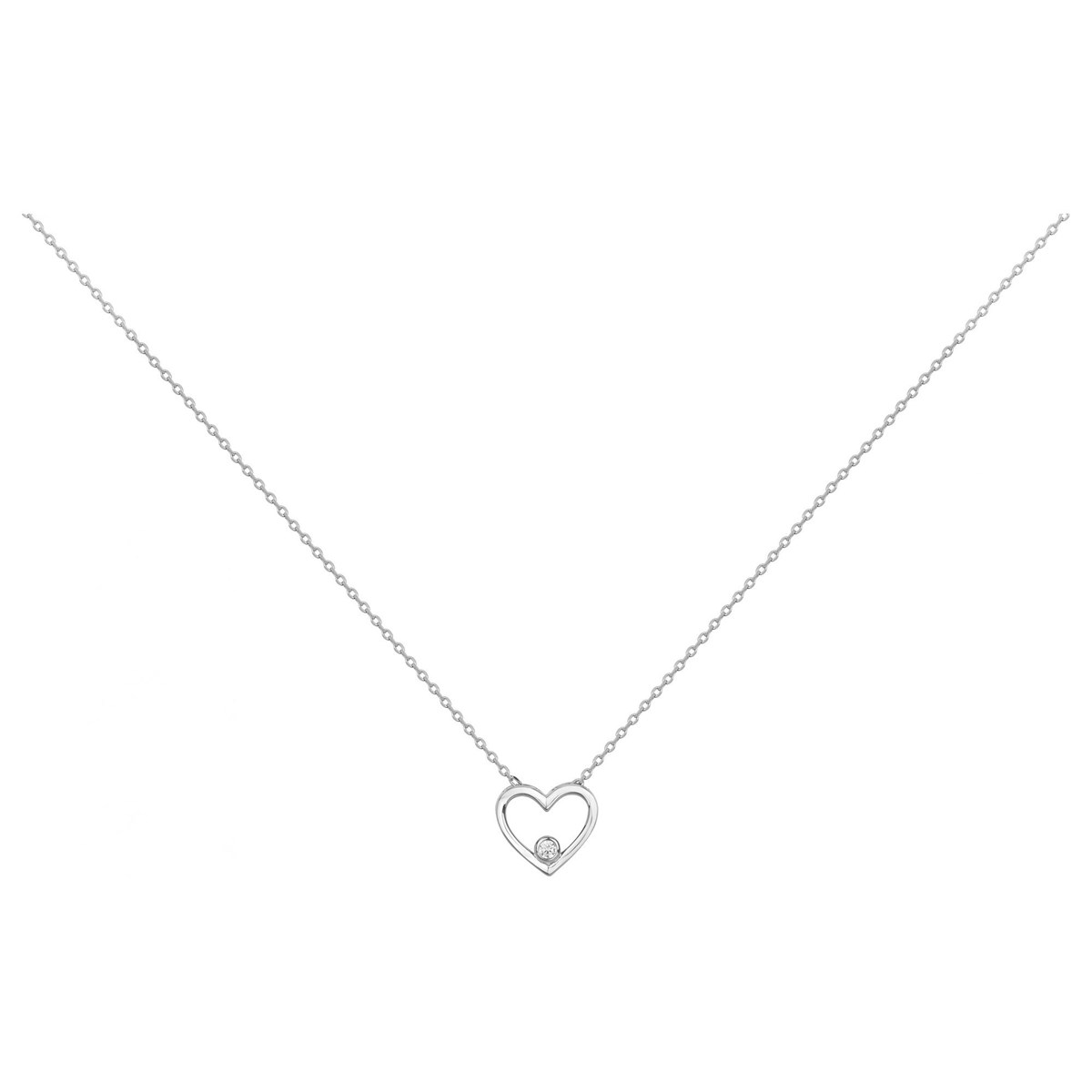 Collier mono-motif en Argent avec oxyde de zirconium blanc