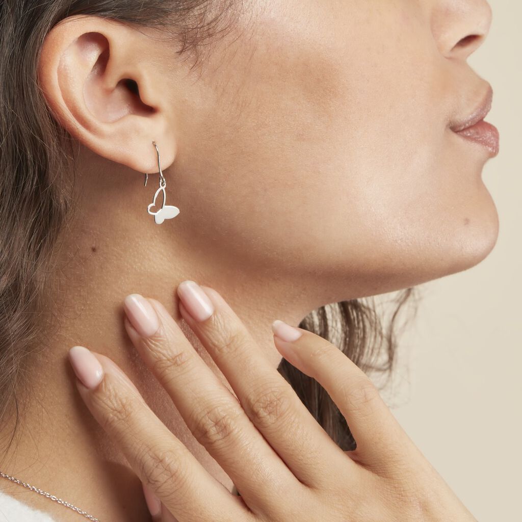 Boucles D'oreilles Pendantes Maria Argent Blanc