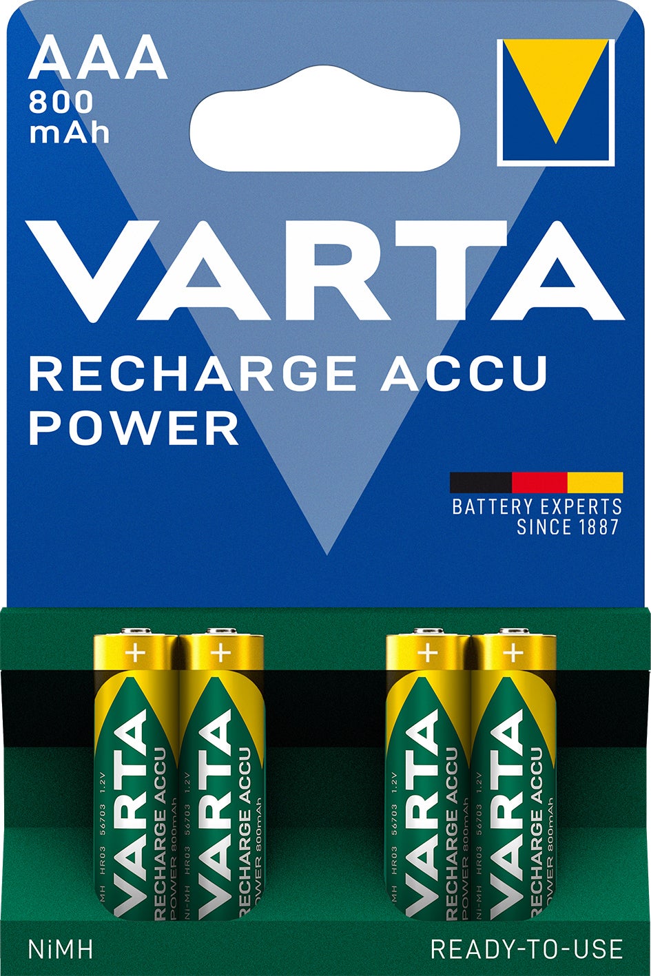 Varta AAA oplaadbare batterijAccu Power 4 stuks