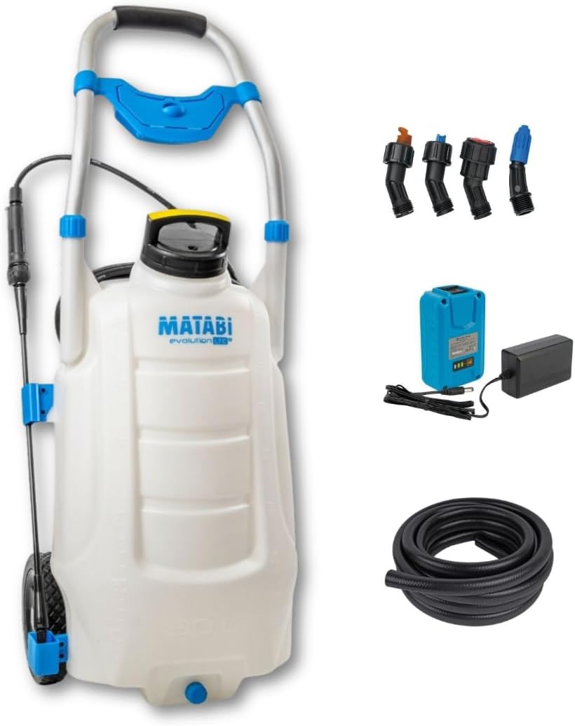 Matabi - Elektrischer Sprüher Evolution 30 LTCS - 30L Wagen - Elektronische Steuerung - Vielseitige Nutzung im Garten und Obstgarten - Pumpe und spezialisierte Düsen - Hergestellt in EU