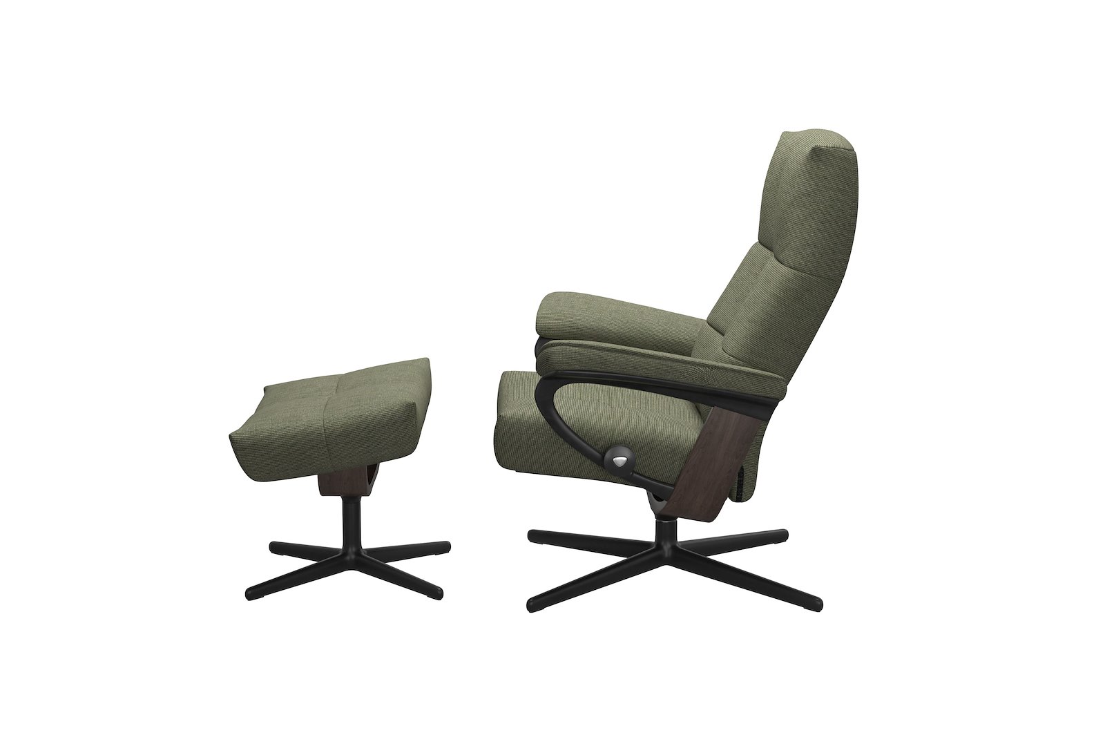 David lenestol med krakk Tekstil Jasmine Dark Green - Sort Cross - Wengebeiset
