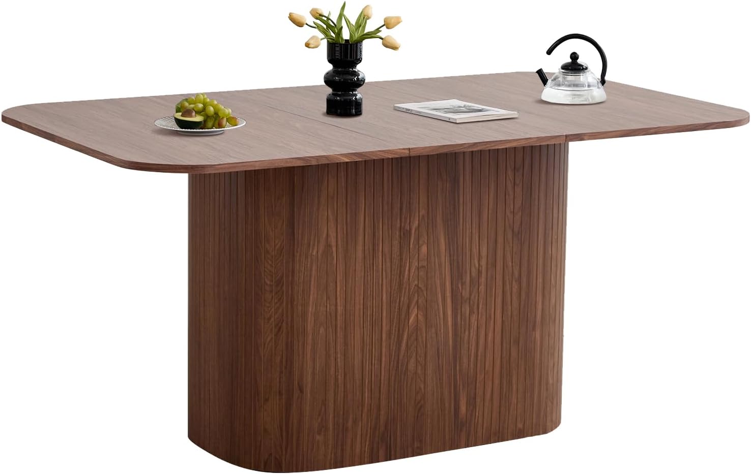 Moderner Nordischer Rechteckiger Esstisch, 160 x 90 x 75 cm, Küchentisch aus MDF-Holz, für 4–8 Personen, Dunkle Holzmaserung
