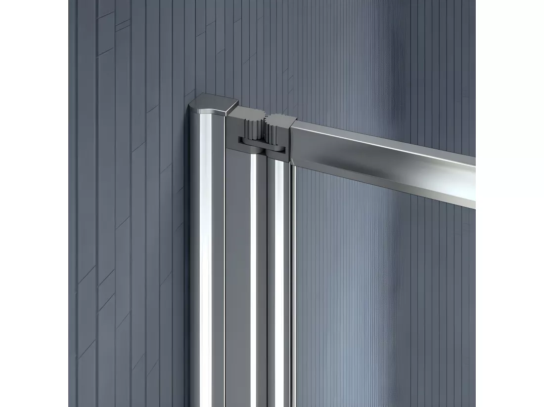 Pare-baignoire 100x140cm à 4 volets, paroi de baignoire pivotant et pliant 180° en 4mm verre strempé transparent