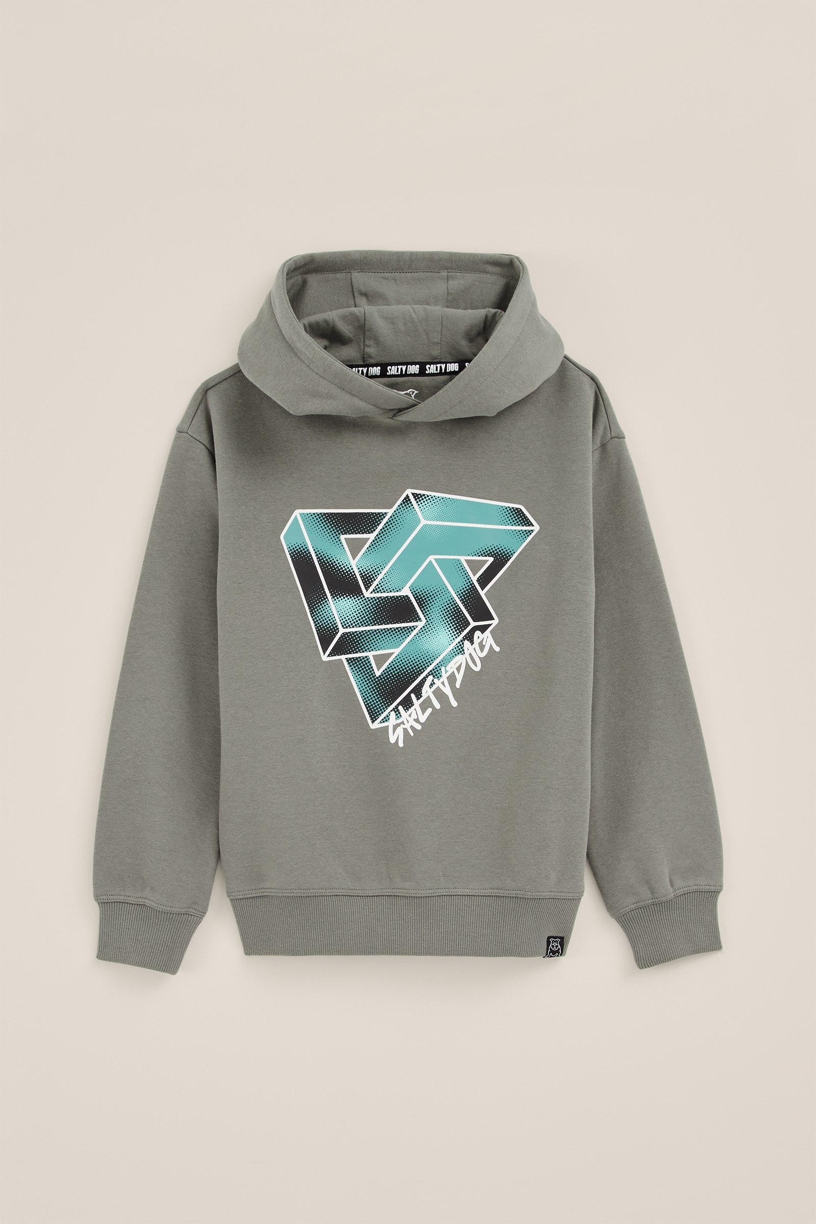 Jongens hoodie met opdruk Salty Dog Mosgroen
