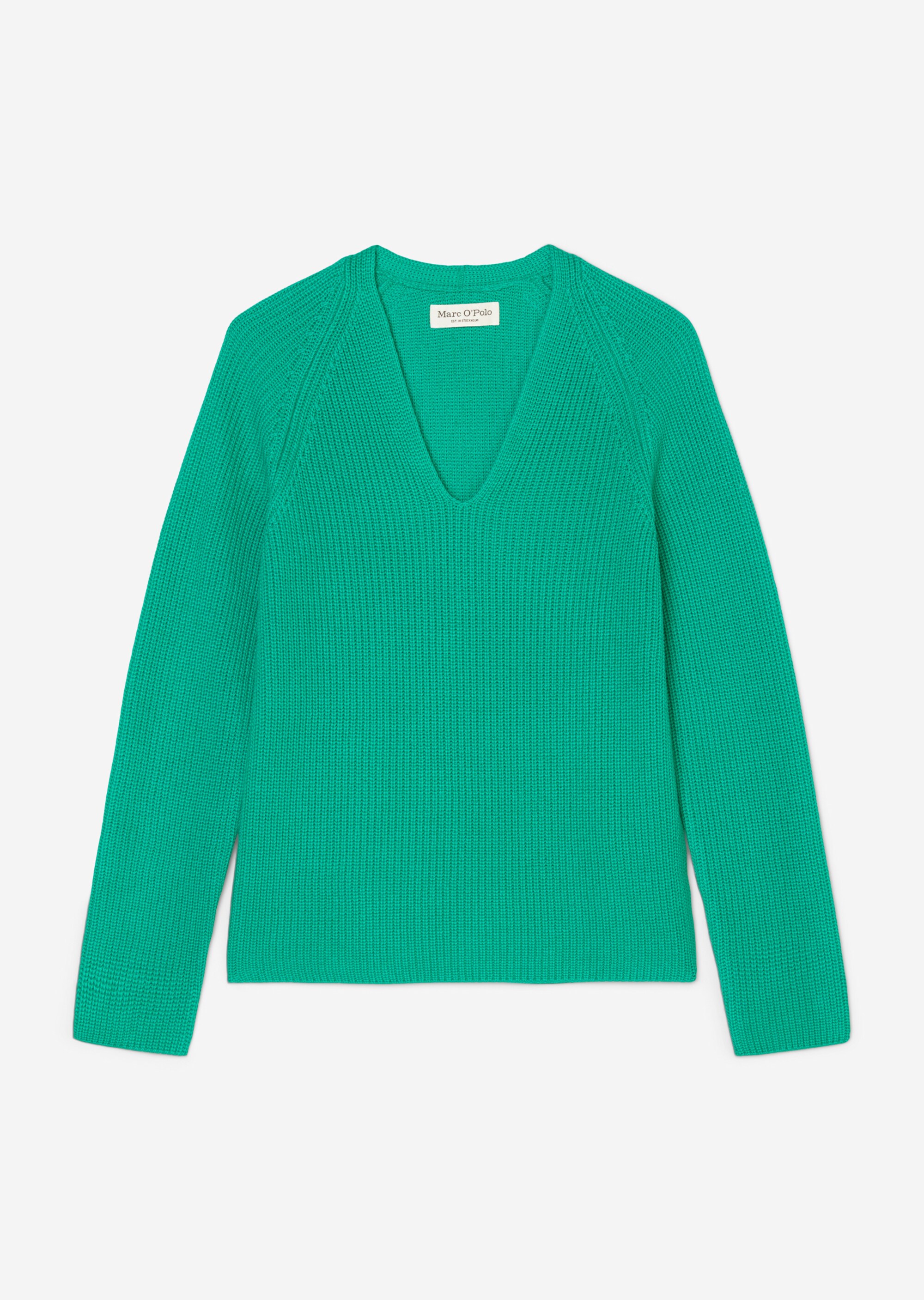 V-Neck-Strickpullover relaxedaus schwerem Baumwoll-Garn