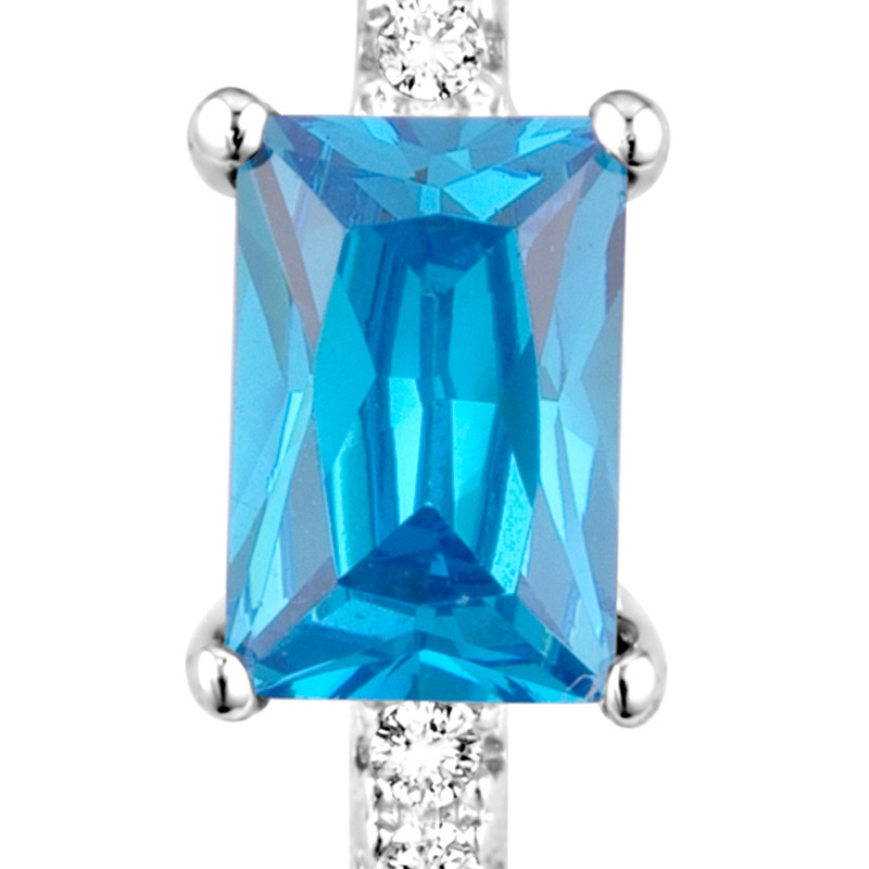 Pendentif en Argent 925 orné de 13 Cristaux Swarovski Zirconia Blancs et Bleu