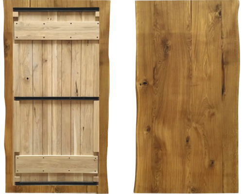Tafelblad van geolied eikenhout met natuurlijke rand, 2400x1000x40 mm