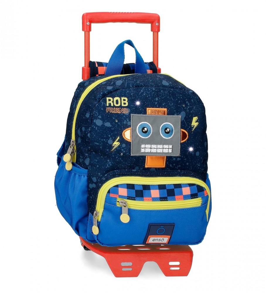 Mochila pré-escolar Enso Rob Friend 28cm com rodinhas rosa