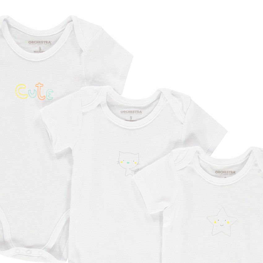 Lot de 7 bodies manches courtes à motif printé - Blanc