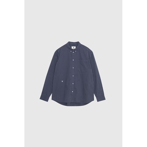 Wood Wood Day Striped AA Embroidery Skjorte, Blue Grey, XL