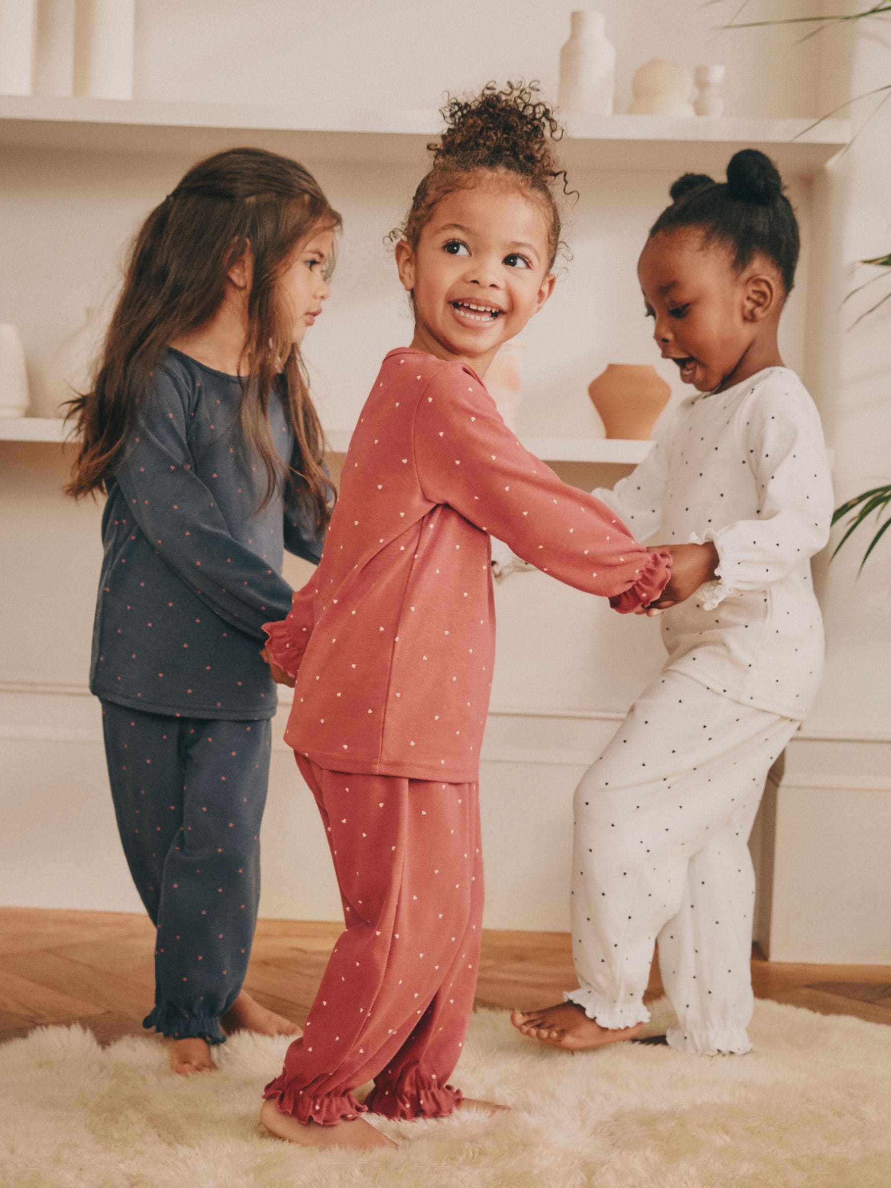Red / Navy Heart Print - Joggingbroek pyjama's 3 stuks (9mnd-12jr)