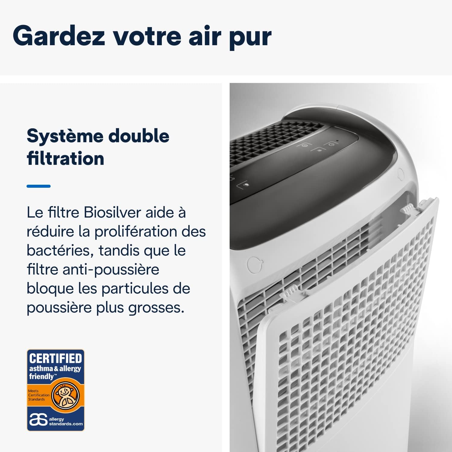 De'Longhi DDSX220 Tasciugo AriaDry Déshumidificateur d'air pour maison, 436 W, 20 L, plastique, blanc