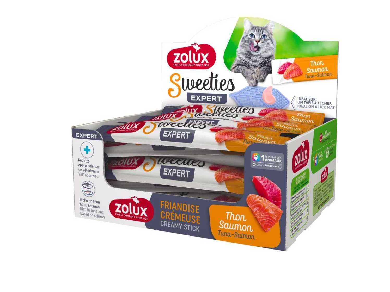 SNACK LÍQUIDO PARA GATO ZOLUX SWEETIES ATUM / SALMÃO 14G