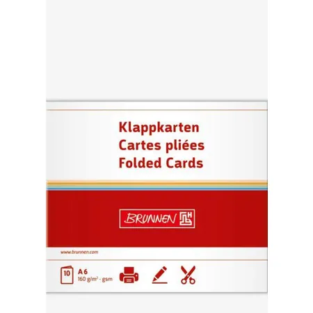 BRUNNEN Klappkarten weiß, 160g/m², A6, 10 Karten